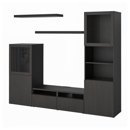 BESTÅ / LACK Шкаф для ТВ, комбинация - черно-коричневый 240x42x193 см