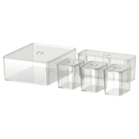 Контейнер с крышкой, 5 шт ГОДМОРГОН, прозрачный (24x20x10 см)