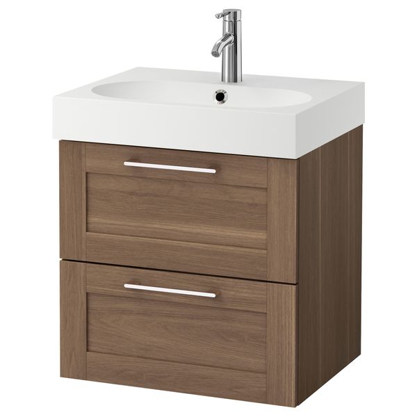 Шкаф для раковины с 2 ящиками ГОДМОРГОН / БРОВИКЕН, под грецкий орех (60x49x68 см) - фото 2