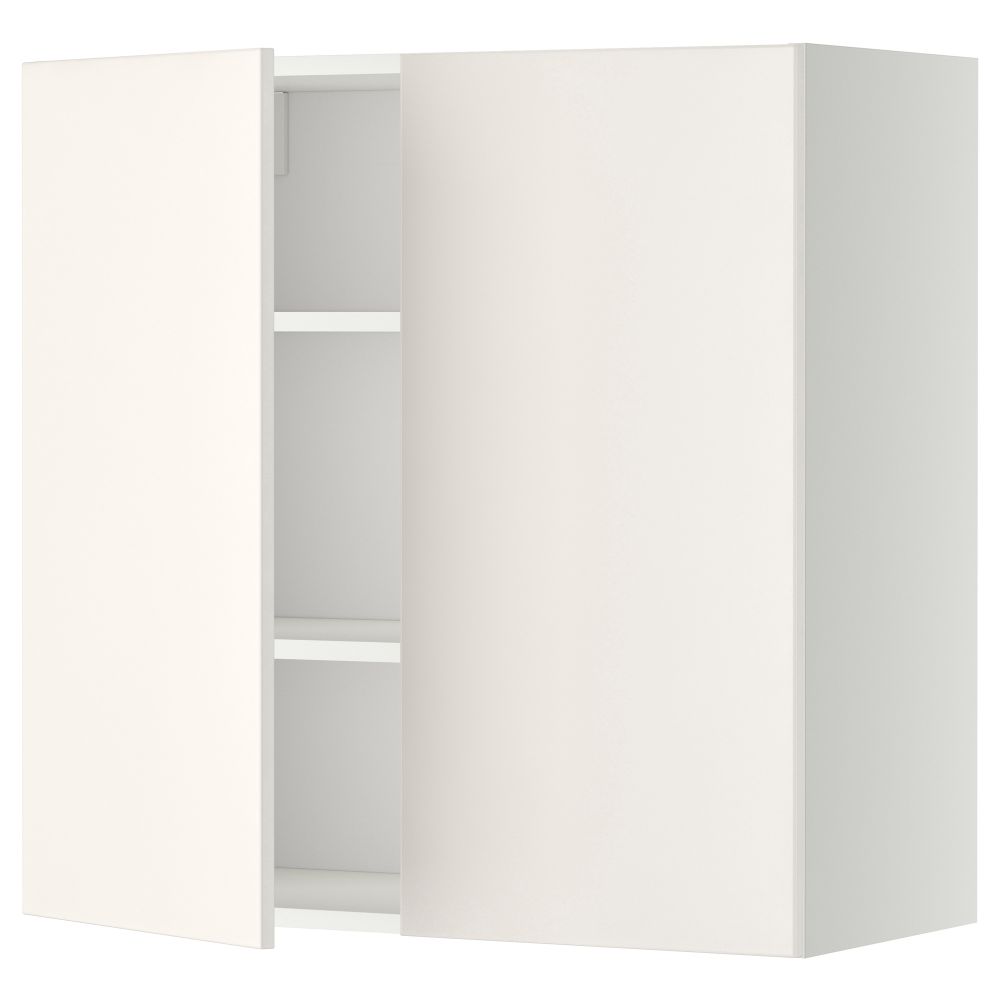 Навесной шкаф с полками, 2 дверцы МЕТОД, белый, Веддинге белый - схема-чертеж с размерами