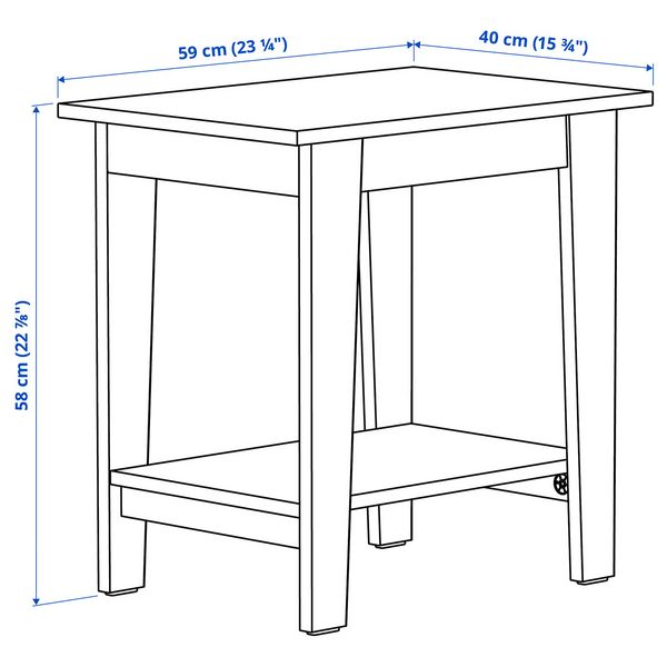 ÄMMARYD ЭММАРЮД Придиванный столик - серый 59x40 см - схема-чертеж с размерами