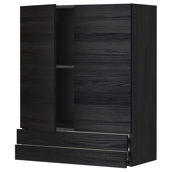 Навесной шкаф, 2 дверцы, 2 ящика МЕТОД / ФОРВАРА, черный, Тингсрид черный - фото 1