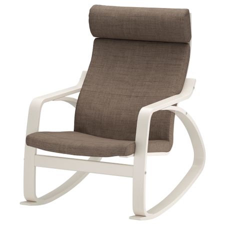 Кресло-качалка ПОЭНГ, белый, Исунда коричневый