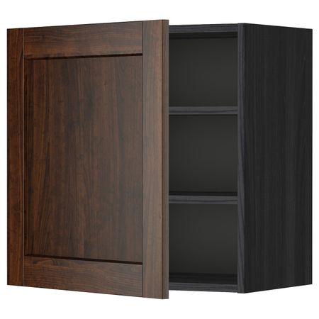 Шкаф навесной с полкой, черный/Эдсерум коричневый 60x60 см IKEA МЕТОД 892.264.25