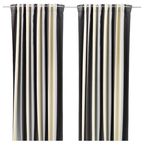 Гардины, блокирующие свет, 1 пара ПРАКТЛИЛЬЯ, серый/бежевый (145x300 см) - фото 1