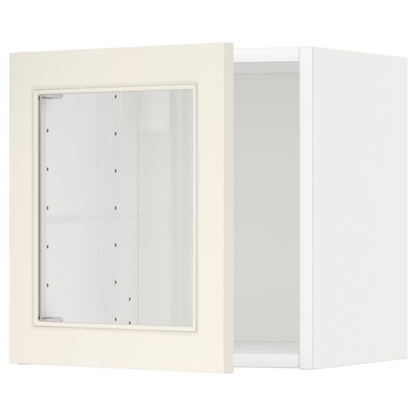 Навесной шкаф со стеклянной дверью МЕТОД, белый, Хитарп белый с оттенком (40x40 см) - схема-чертеж с размерами