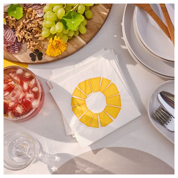 Салфетка бумажная, белый, желтый, 33x33 см IKEA BRÖGGAN 505.707.76 - фото 3