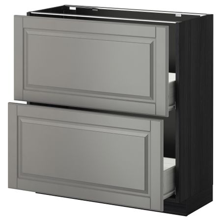 Напольный шкаф с 2 ящиками МЕТОД / ФОРВАРА, черный, Будбин серый