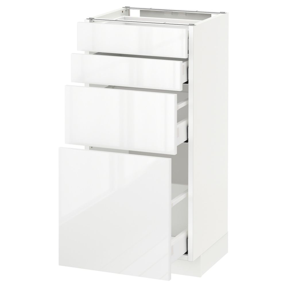 Напольный шкаф 4 фронтальных панели, 4 ящика МЕТОД / МАКСИМЕРА, белый, Рингульт белый - схема-чертеж с размерами