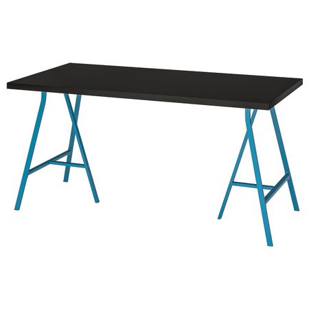 Стол, черно-коричневый/синий 150x75 см IKEA LINNMON ЛИННМОН / LERBERG ЛЕРБЕРГ 493.309.66