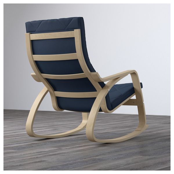 Кресло-качалка ПОЭНГ, березовый шпон, Эдум темно-синий - фото 3