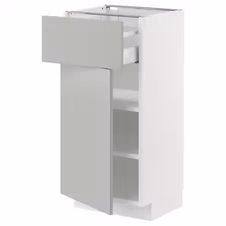 METOD / MAXIMERA Напольный шкаф с ящиком/дверцей - белый/Havstorp светло-серый 40x37 см