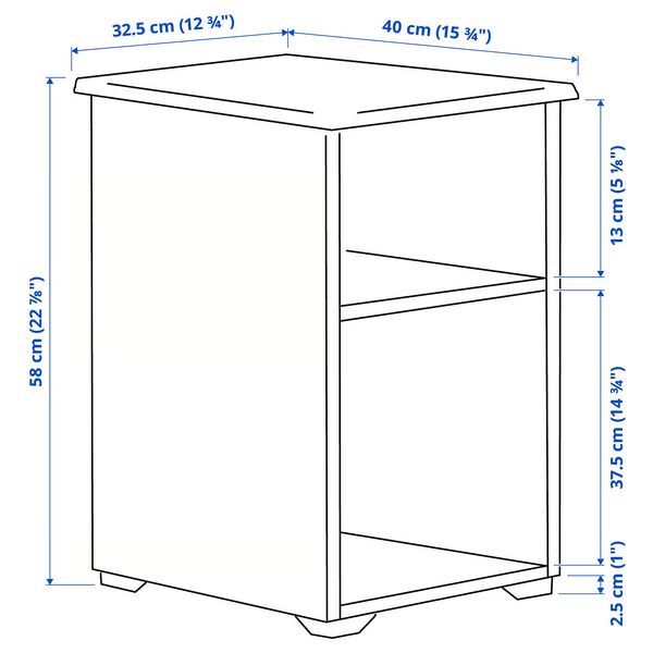 SKRUVBY Придиванный столик - белый 40x32 см - схема-чертеж с размерами