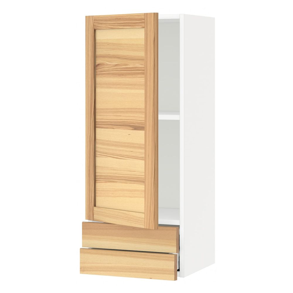 Навесной шкаф с дверцей, 2 ящика, белый/Торхэмн ясень 40x100 см IKEA METOD МЕТОД / MAXIMERA МАКСИМЕРА 592.353.94 - фото 1