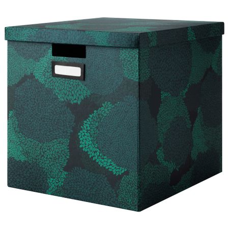 Коробка с крышкой ТЬЕНА, черно-синий (32x35x32 см)