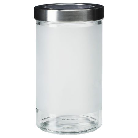 Банка с крышкой ДРОППАР, матовое стекло, нержавеющ сталь (0.9 л)