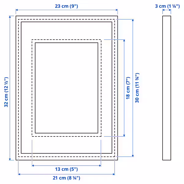 RÖDALM РЁДАЛЬМ Рама - под дуб 21x30 см - схема-чертеж с размерами
