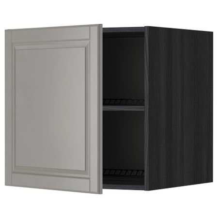 Верхний шкаф на холодильник, морозильник МЕТОД, черный, Будбин серый