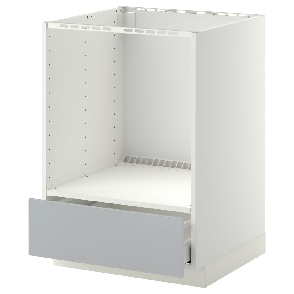 Напольный шкаф для духовки, с ящиком МЕТОД / МАКСИМЕРА, белый, Веддинге серый (60x60 см) - схема-чертеж с размерами