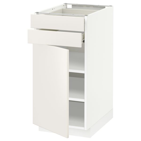 Напольный шкаф с дверцей, 2 ящиками МЕТОД / ФОРВАРА, белый, Веддинге белый - схема-чертеж с размерами