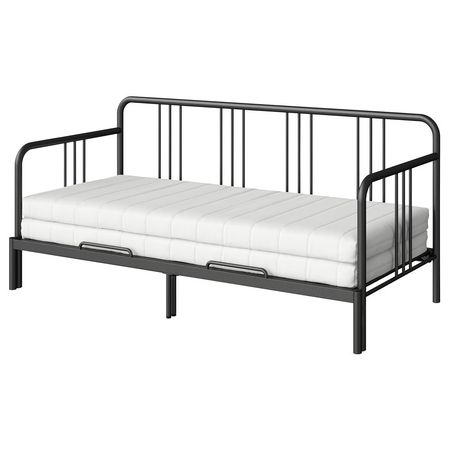 FYRESDAL Кушетка с 2 матрасами - чёрный/Åfjäll средней жесткости 80x200 см
