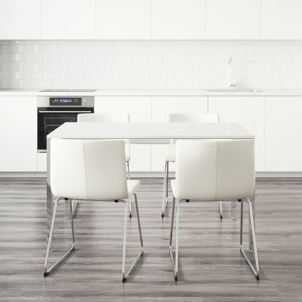 Стол и 4 стула, 135 см, глянцевый белый Kavat белый IKEA TORSBY ТОРСБИ, BERNHARD БЕРНГАРД 591.615.62 - фото 3