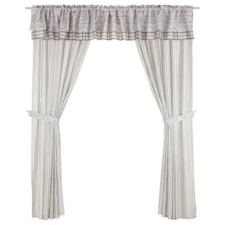 Гардины с прихватом, 2 шт + ламбрекен ВОРИРИС, коричневый (145x220 см)