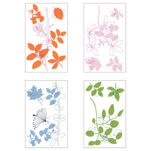 Декоративные наклейки СЛЭТГУЛЬТ, фантастические цветы - схема-чертеж с размерами