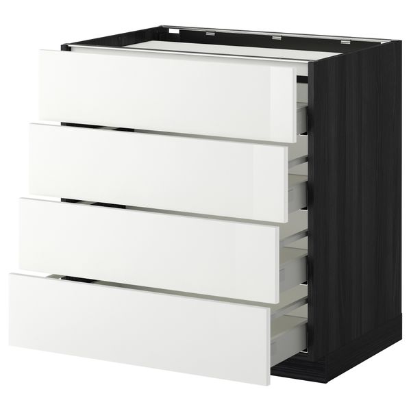 Напольный шкаф, 4 фронтальных панели, 4 ящика МЕТОД / МАКСИМЕРА, черный, Рингульт белый - фото 1