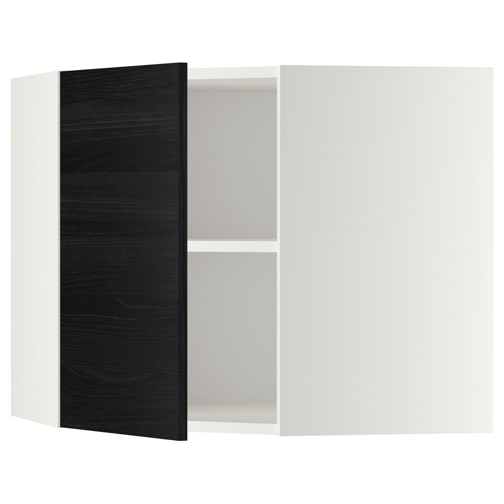 Угловой навесной шкаф с полками, белый, Тингсрид черный 68x60 см IKEA МЕТОД 992.245.10 - схема-чертеж с размерами