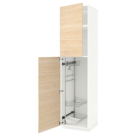 Высокий шкаф с отделением для аксессуаров для уборки, 60x60x240 cm IKEA METOD МЕТОД 094.681.97