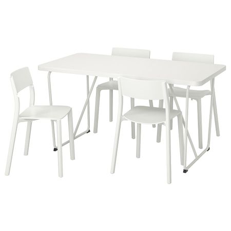 Стол и 4 стула, белый/белый 150 см IKEA РЮДЕБЭКК/БЭККАРИД / ЯН-ИНГЕ 992.298.24