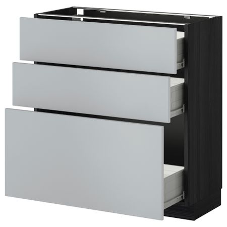 Напольный шкаф с 3 ящиками МЕТОД / ФОРВАРА, черный, Веддинге серый