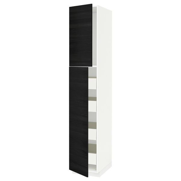 Высокий шкаф/2дверцы/4ящика, белый, Тингсрид черный 40x60x220 см IKEA МЕТОД / ФОРВАРА 893.434.10 - схема-чертеж с размерами