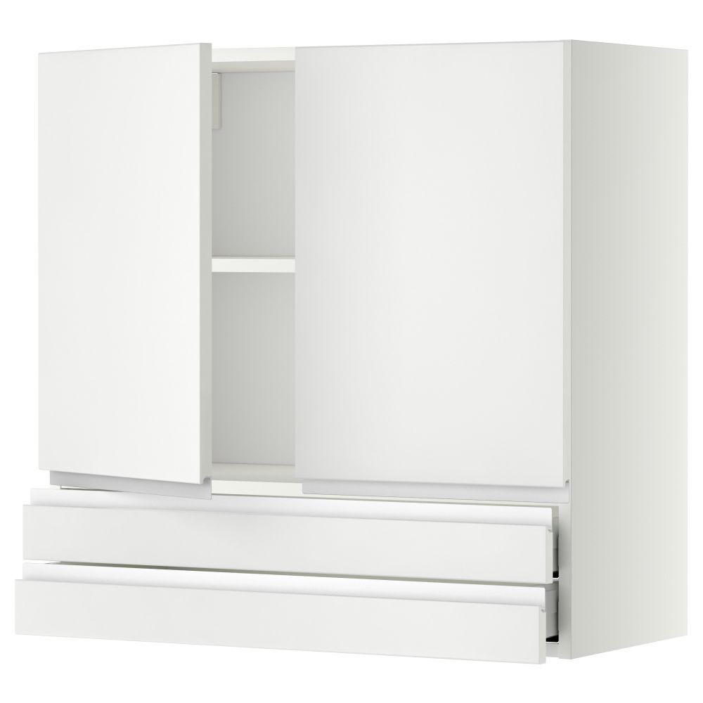 Навесной шкаф, 2 дверцы, 2 ящика МЕТОД / МАКСИМЕРА, белый, Нодста белый - фото 1