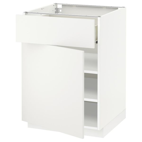 Напольный шкаф с ящиком/дверью, белый/Хэггеби белый 60x60 см IKEA МЕТОД / ФОРВАРА 092.620.21 - схема-чертеж с размерами