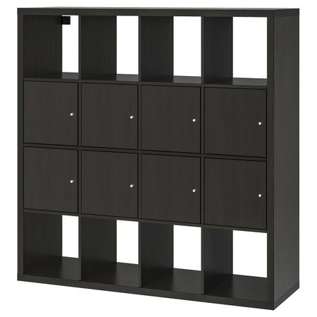 Стеллаж с 8 вставками, черно-коричневый 147x147 см IKEA КАЛЛАКС 892.269.20