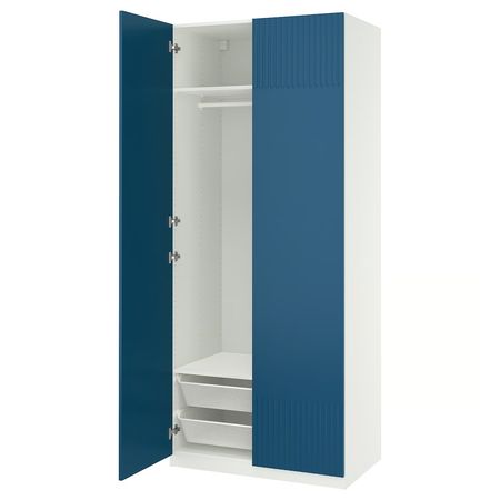 PAX / FYRUDDEN Гардероб, комбинация - белый/синий 100x60x236 см
