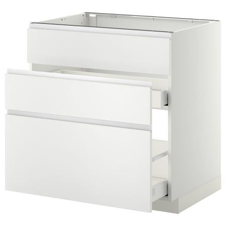 Напольный шкаф под мойку + 3 фронтальных панели, 2 ящика МЕТОД / МАКСИМЕРА, белый, Нодста белый