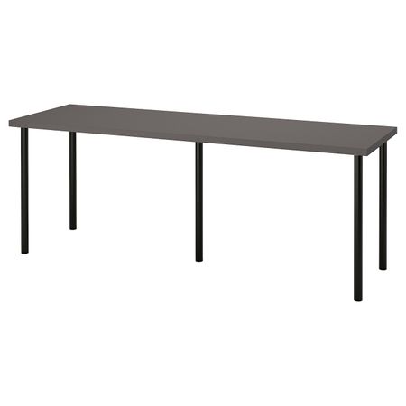Письменный стол, темно-серый/черный 200x60 см IKEA LAGKAPTEN ЛАГКАПТЕН / ADILS АДИЛЬС 494.175.30