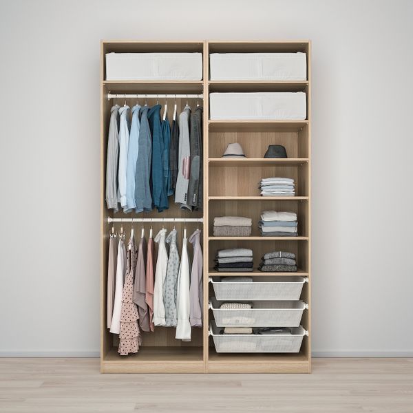 Гардероб, Хасвик/под беленый дуб 150x66x236 см IKEA PAX ПАКС 892.998.41 - фото 2