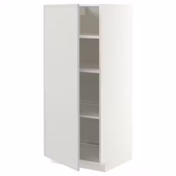 METOD Высокий шкаф с полками - белый/Aspudden светло-серый 60x60x140 см - фото 1