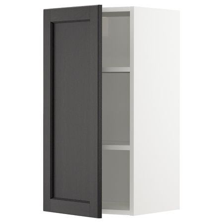 Шкаф навесной с полкой, белый/Лерхюттан черная морилка 40x80 см IKEA METOD МЕТОД 792.583.89
