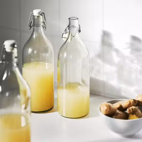 KORKEN Бутылка с пробкой - прозрачное стекло 1 л - фото 2