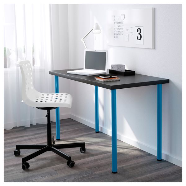 Стол ЛИННМОН / АДИЛЬС, черно-коричневый, синий (120x60 см) - схема-чертеж с размерами