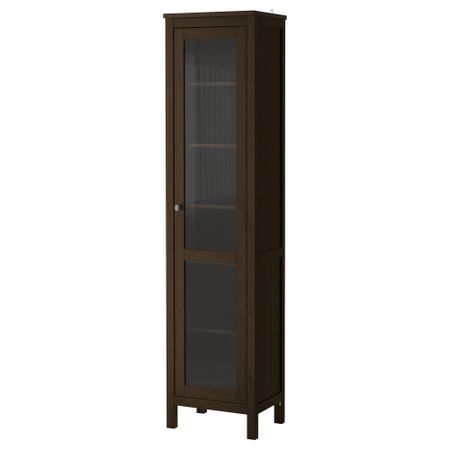 Шкаф-витрина ХЕМНЭС, черно-коричневый (49x197 см)