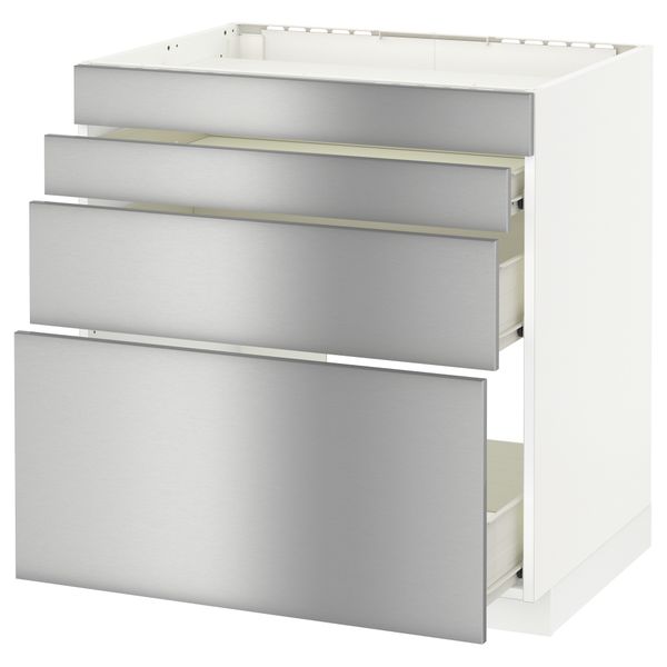 Напольный шкаф для духовки, 4фасада, 3 ящика МЕТОД / ФОРВАРА, белый, Гревста нержавеющ сталь - схема-чертеж с размерами