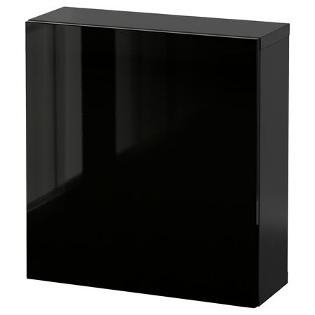 BESTÅ Комбинация настенных шкафов - черно-коричневый/Selsviken чёрный 60x22x64 см