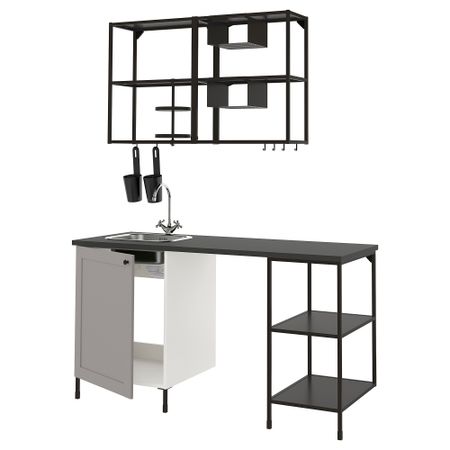 Кухня, 163x63.5x222 см, антрацит/серый каркас IKEA ENHET 693.372.88