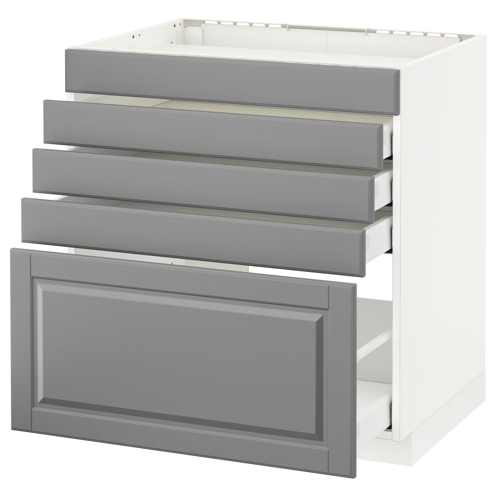 Напольный шкаф для варочной панели, 5 фасадов, 4 ящиков МЕТОД / МАКСИМЕРА, белый, Будбин серый - схема-чертеж с размерами